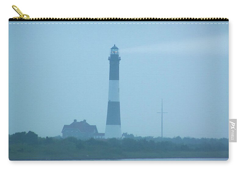 Long Island Zip Pouch featuring the photograph Fire Island Lighthouse in Fog by Laura Fasulo