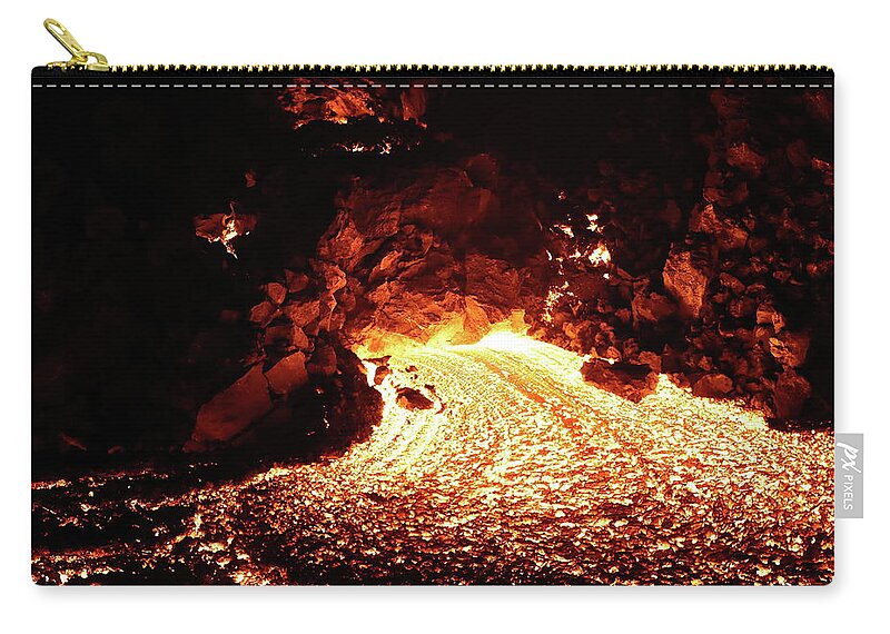 Volcano Zip Pouch featuring the photograph Fire river by Christopher Mathews