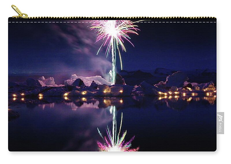 Fireworks Zip Pouch featuring the photograph Fire twins by Christopher Mathews