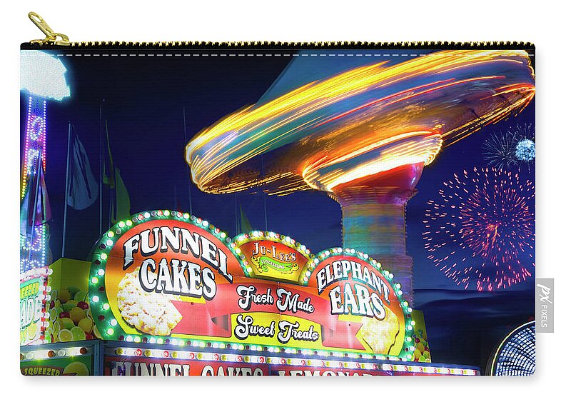 Carnival Zip Pouch featuring the photograph Fireworks at the State Fair by Mark Andrew Thomas