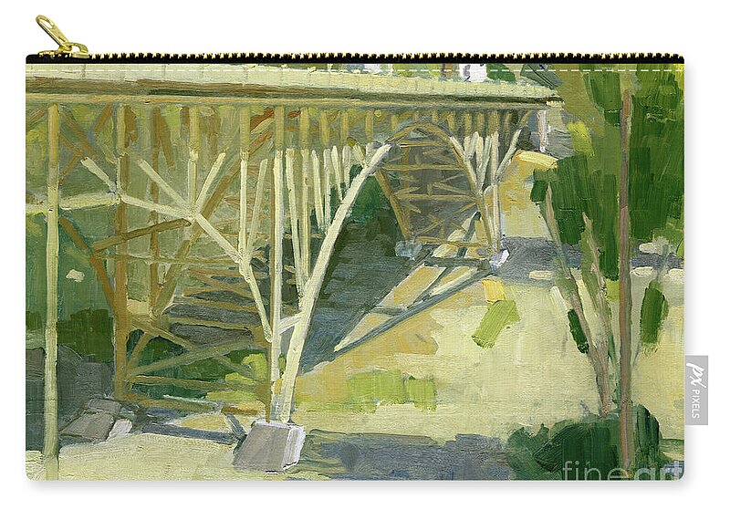 First Avenue Bridge Zip Pouch featuring the painting First Ave. Bridge, San Diego by Paul Strahm