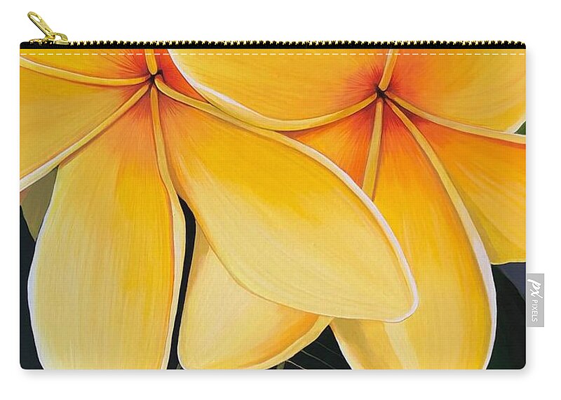 Frangipani Zip Pouch featuring the painting First Day of Spring by Hunter Jay