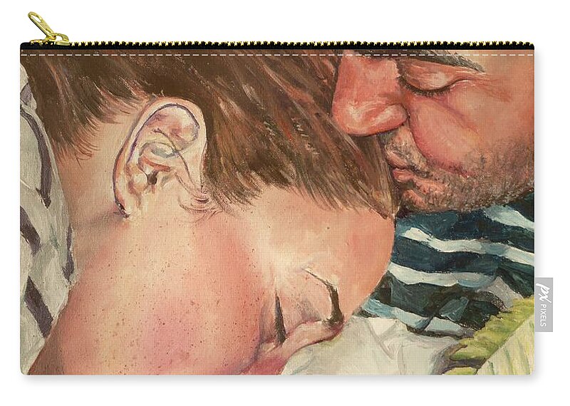 Family Zip Pouch featuring the painting First Family Kiss by Merana Cadorette