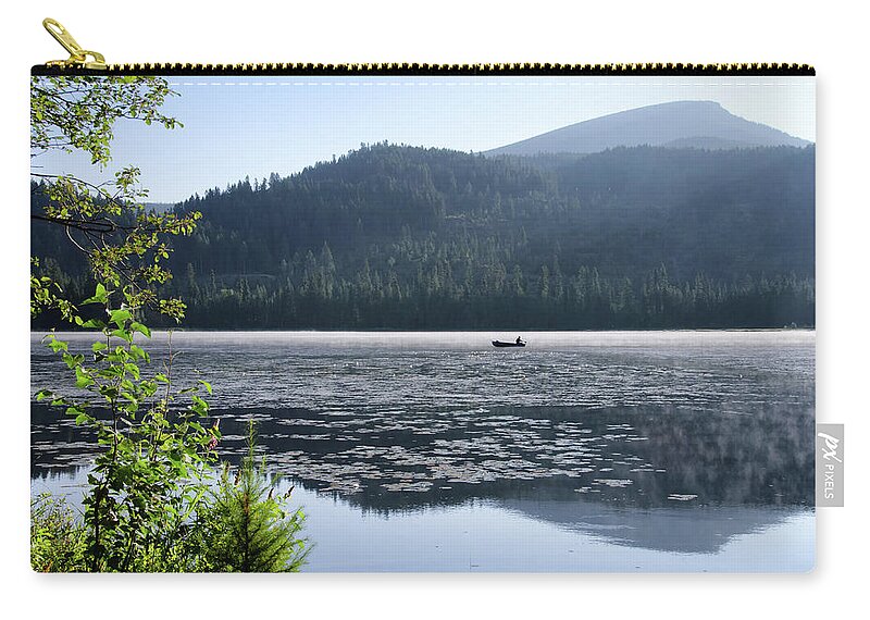 Lake Zip Pouch featuring the photograph First one out by Debra Baldwin