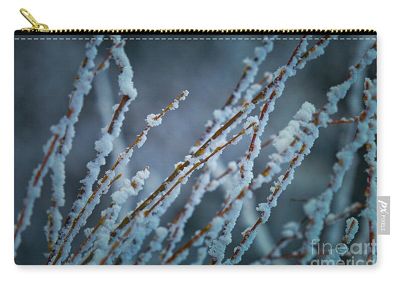 Snow Zip Pouch featuring the photograph First snow by Marco Crupi