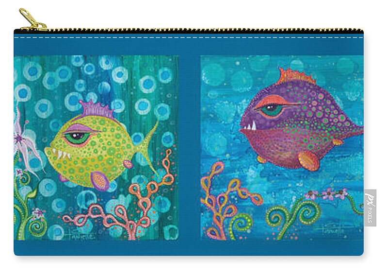 Fish School Carry-all Pouch featuring the digital art Fish School by Tanielle Childers