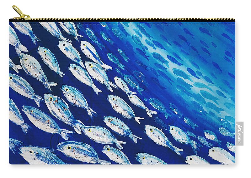 Fish-swirl Carry-all Pouch featuring the painting Fish Swirl by Midge Pippel