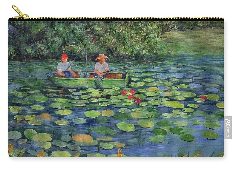 Fish Zip Pouch featuring the painting Fish Tales by Jane Ricker