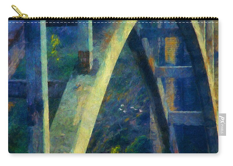 Landscape Zip Pouch featuring the painting Gone Fishin by Trask Ferrero