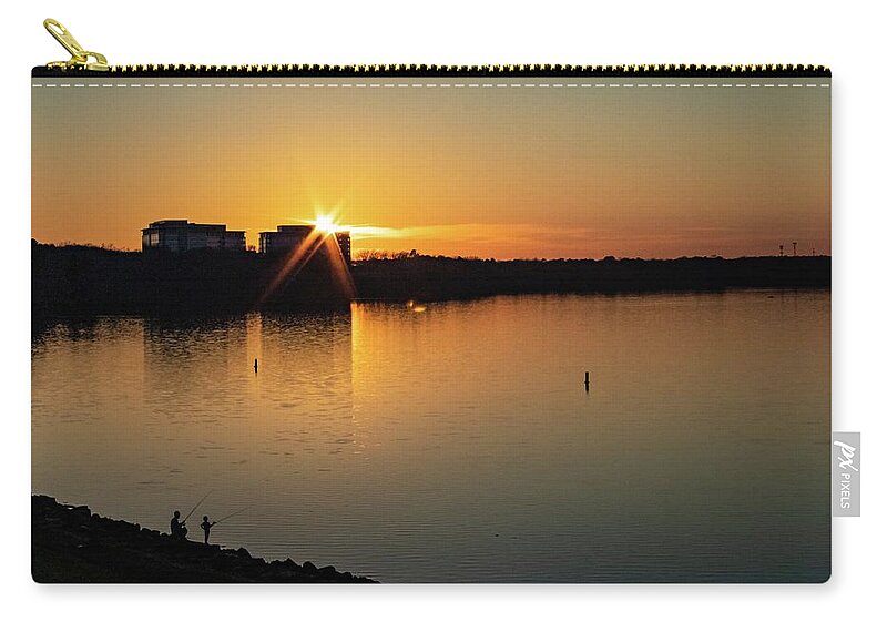 Sunset Zip Pouch featuring the photograph Fishing at Sunset by Rick Nelson