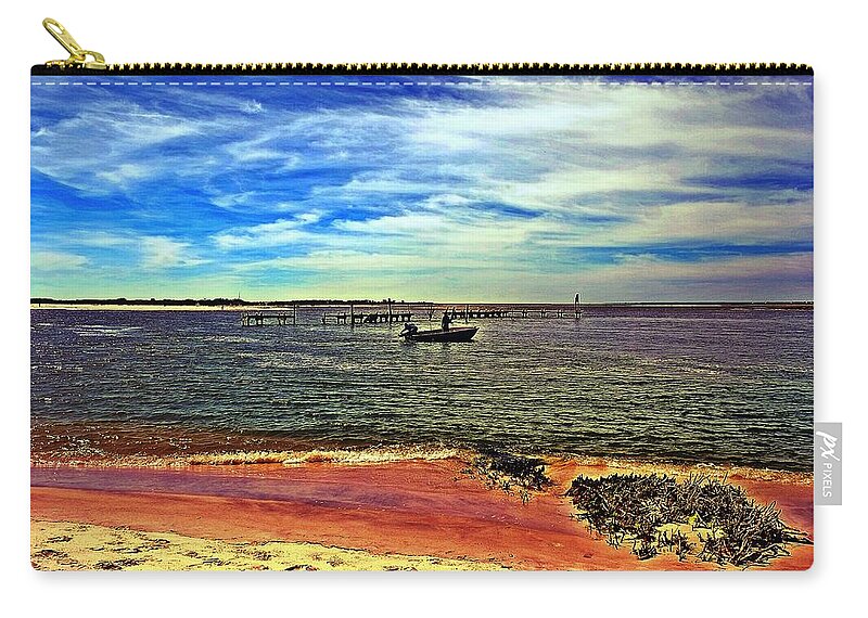 Abstract Carry-all Pouch featuring the mixed media Fishing in early Morning Light by Stacie Siemsen