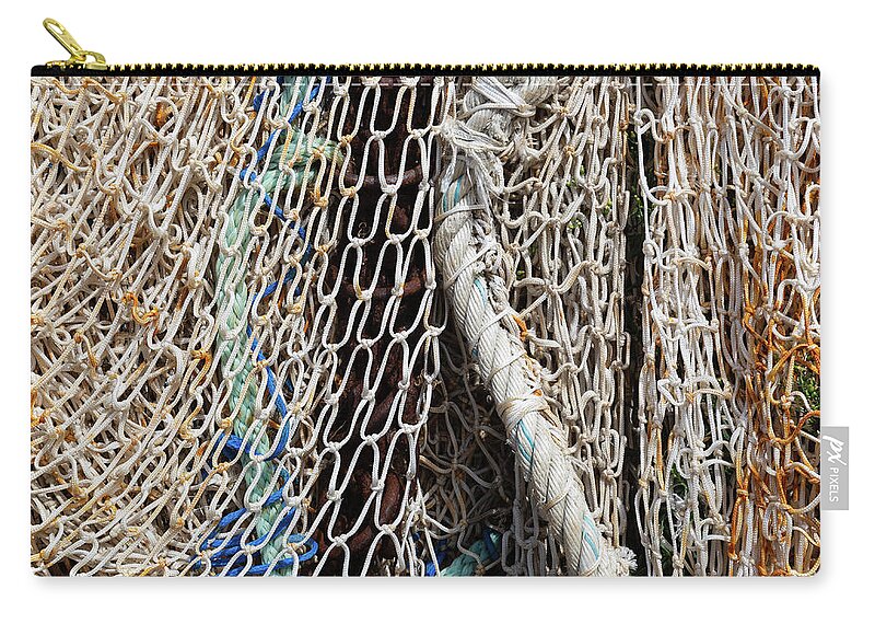 Fishing Net Zip Pouch featuring the photograph Fishing nets and ropes by Fabiano Di Paolo