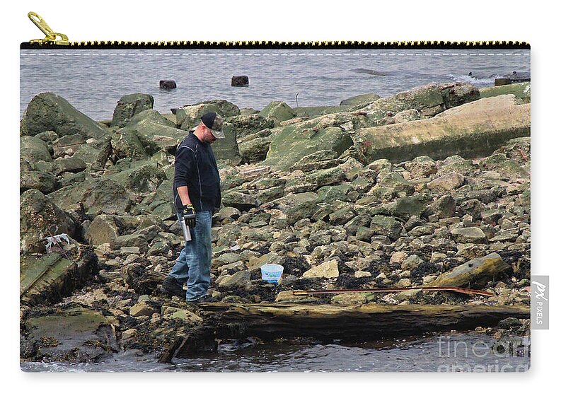 Fishing Zip Pouch featuring the photograph Fishing on the Hudson River by Doc Braham