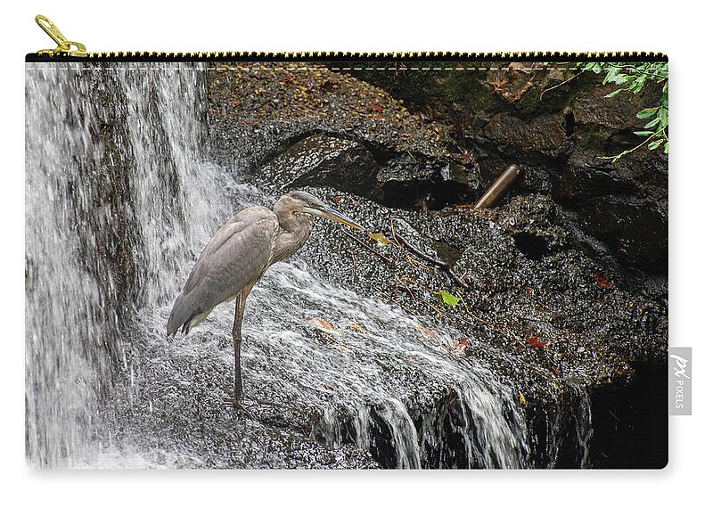 Waterfall Carry-all Pouch featuring the photograph Fishing or showering by Stacy Abbott