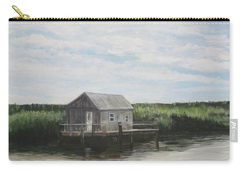 Painting Zip Pouch featuring the painting Fishing Shack by Paula Pagliughi