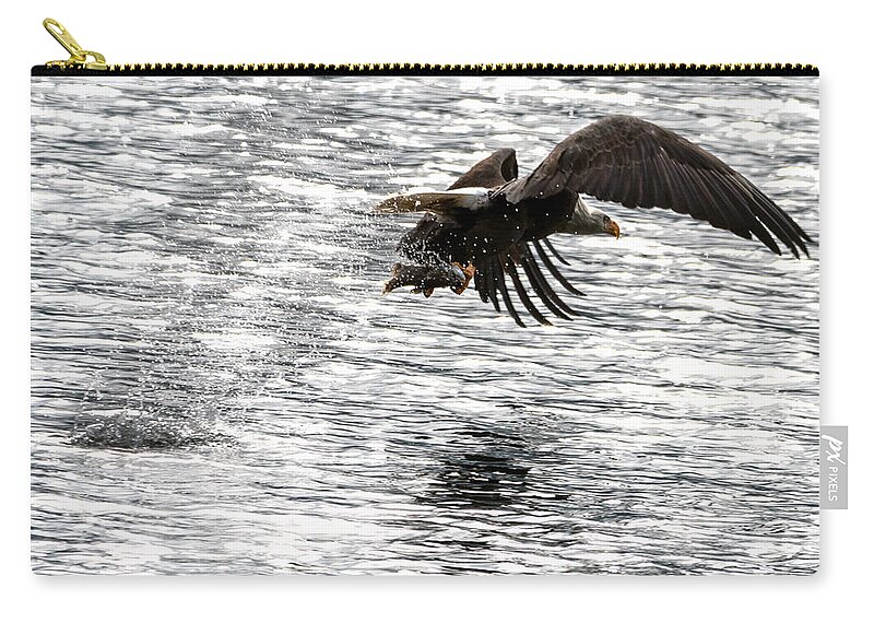Bald Eagle Zip Pouch featuring the photograph Fishing Time by Matthew Nelson