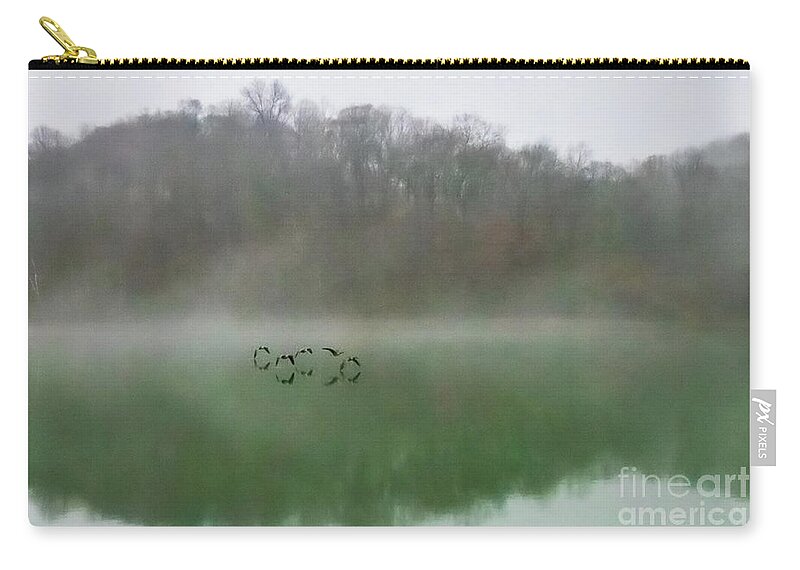 Landscape Zip Pouch featuring the photograph Five Geese by Theresa D Williams