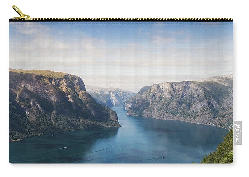 Fjord Zip Pouch featuring the photograph Fjord Landscape Panorama by Nicklas Gustafsson
