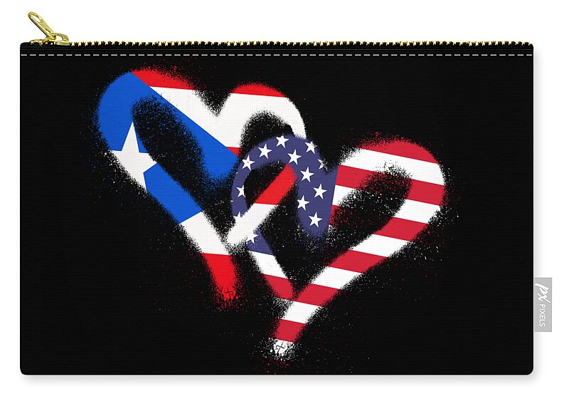Puerto Rico Zip Pouch featuring the painting Flag Heart Puerto Rico USA Puerto Rican Americans Pride Print by Tony Rubino