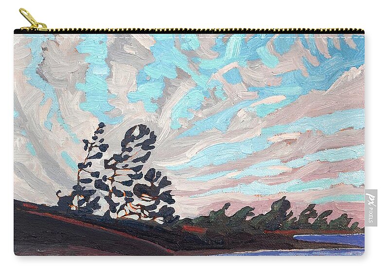2313 Zip Pouch featuring the painting Flagged Pines and Cirrus by Phil Chadwick