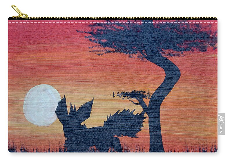 Eevee Zip Pouch featuring the painting Flareon's Sunset Dance by Ashley Wright