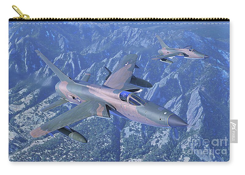 F-105 Zip Pouch featuring the digital art Flatiron Thuds by Hangar B Productions