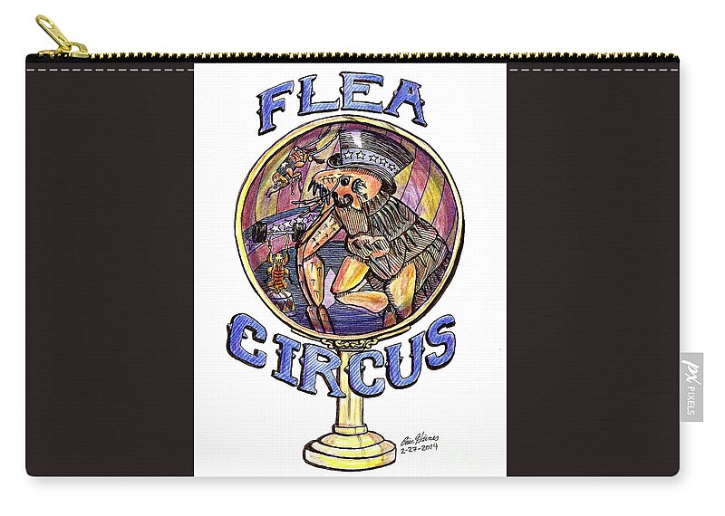 Flea Zip Pouch featuring the drawing Flea Circus by Eric Haines