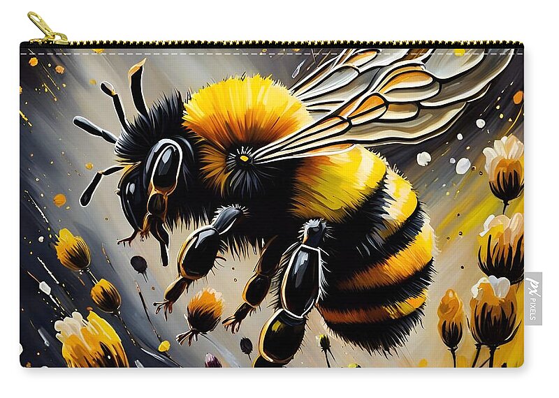 Ai Zip Pouch featuring the digital art Flight of the Bumble Bee by Cindy's Creative Corner