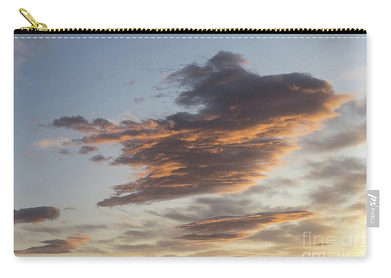 Clouds Zip Pouch featuring the photograph Cloud at sunset, like a bird by Adriana Mueller