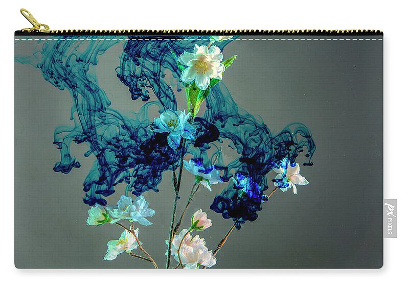 Floating Zip Pouch featuring the photograph Floating blue cloud surrounding flowers by Dan Friend