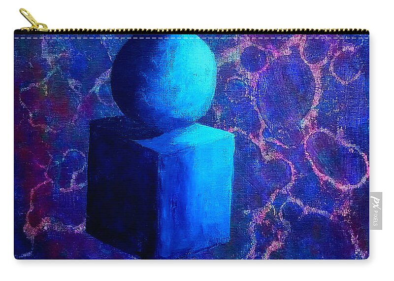 Sculpture Zip Pouch featuring the painting Floating Blue Sculpture by Tina Mitchell
