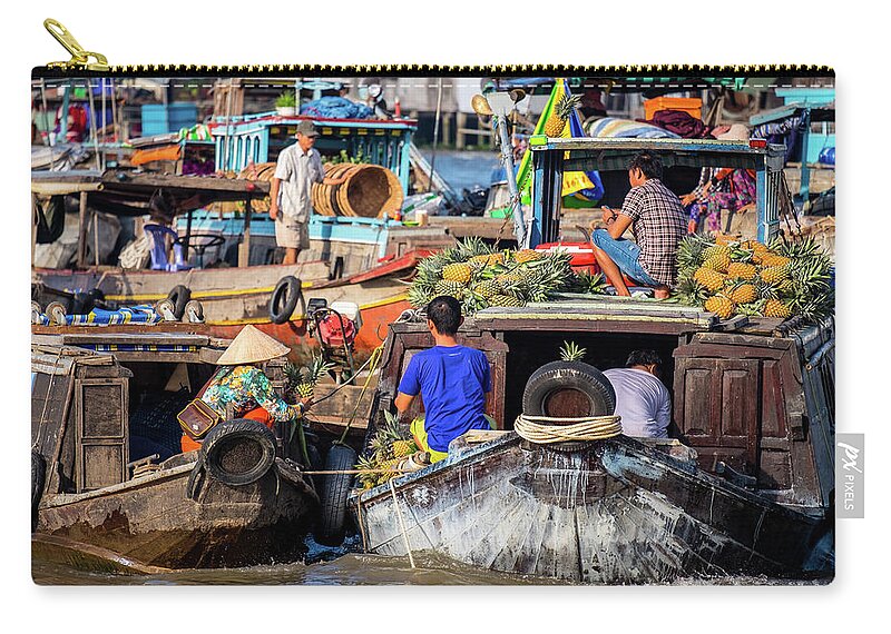 Cai Rang Carry-all Pouch featuring the photograph Floating Market Scene by Arj Munoz