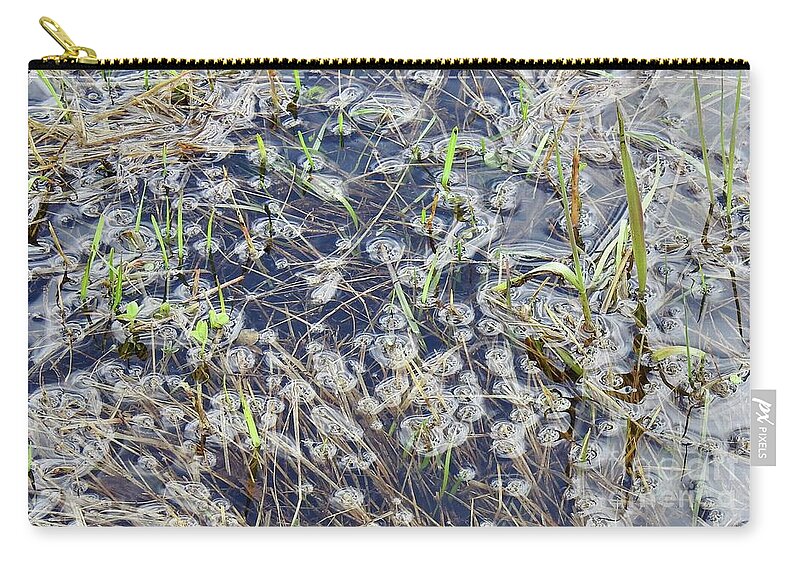 Grasses And Weeds Submerged Zip Pouch featuring the photograph Flood puddles by Nicola Finch