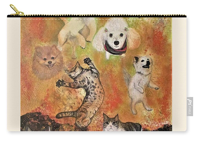 Pets Zip Pouch featuring the painting Floor Is Lava Party by Lynn Raizel Lane