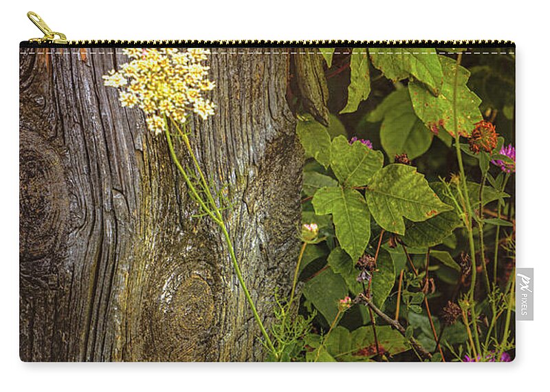 Flowers Zip Pouch featuring the photograph Flora and Wood by Steve Kelley