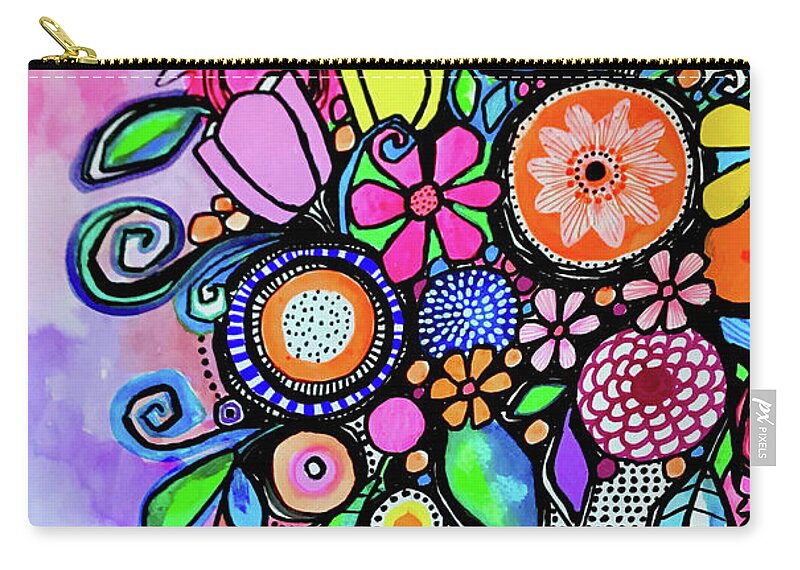 Bouquet Zip Pouch featuring the painting Floral 5 by Robin Mead