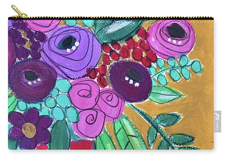 Bold Zip Pouch featuring the painting Floral 884 by Monica Martin