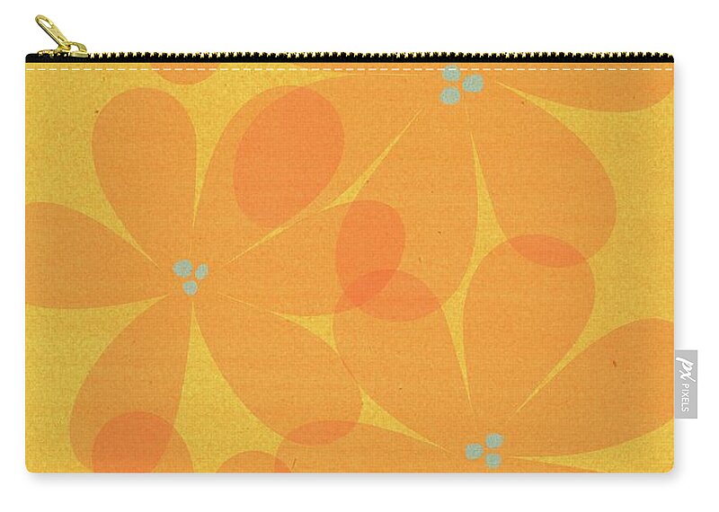 Mixed Media Zip Pouch featuring the mixed media Floral Abstract in Yellow Orange by Donna Mibus