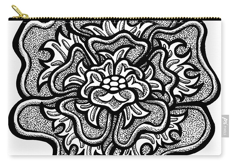 Flower Zip Pouch featuring the drawing Floral Icon 87 by Amy E Fraser