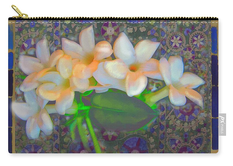 Flowers Zip Pouch featuring the mixed media Floral Joy by Seema Z