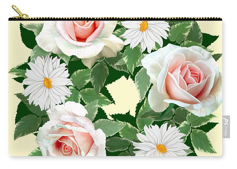 Floral Wreath Zip Pouch featuring the mixed media Floral Wreath by Anthony Seeker
