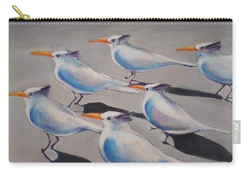  Seagulls Zip Pouch featuring the painting Florida Six Pack by Jean Cormier