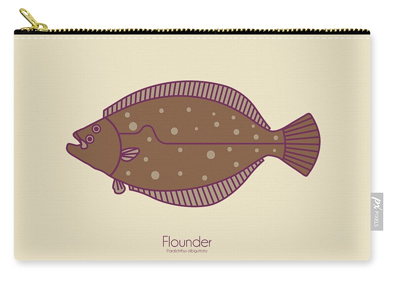 Flounder Carry-all Pouch featuring the digital art Flounder by Kevin Putman