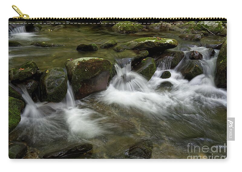 Smokies Zip Pouch featuring the photograph Flow of Water by Phil Perkins