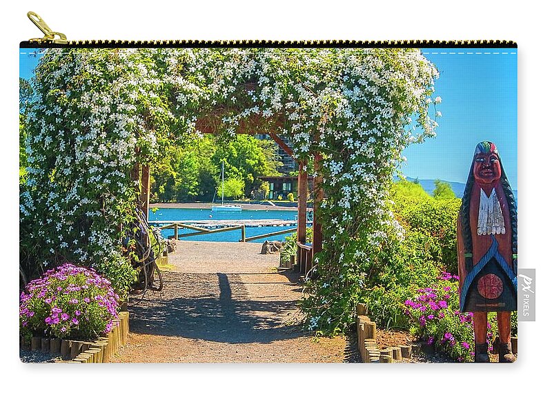 Garden Zip Pouch featuring the photograph Flower Covered Trellis by Robert McKinstry