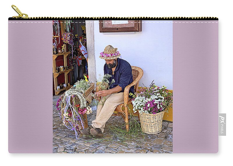 Street Merchant Zip Pouch featuring the photograph Flower Man by Jill Love