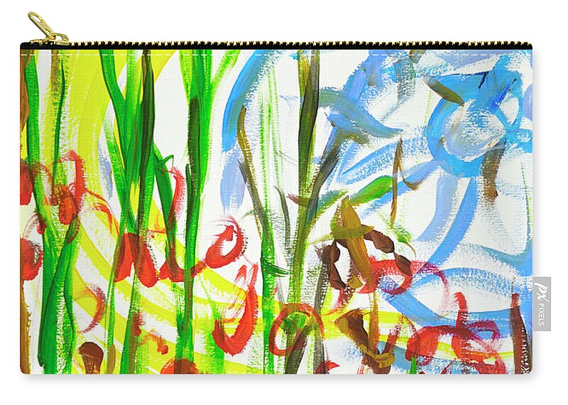 Garden Zip Pouch featuring the painting Flower Meadow in a Breeze by Lynn Hansen