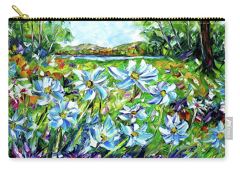 Wild Flowers Zip Pouch featuring the painting Flower Meadow by Mirek Kuzniar