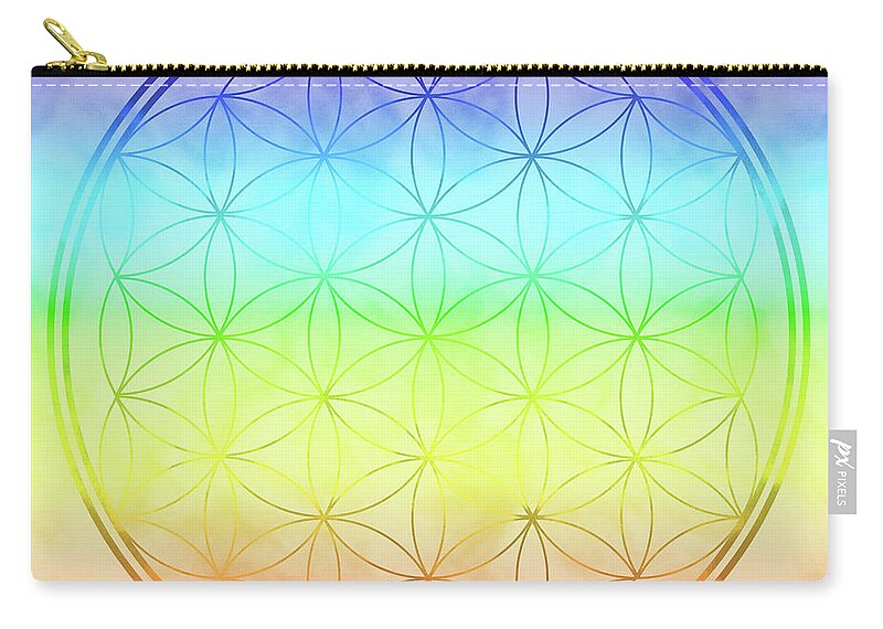 Flower Of Life Zip Pouch featuring the digital art Flower of Life 1 by Angie Tirado