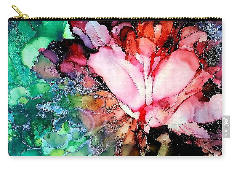 Abstract Zip Pouch featuring the painting Flower Play by Zan Savage
